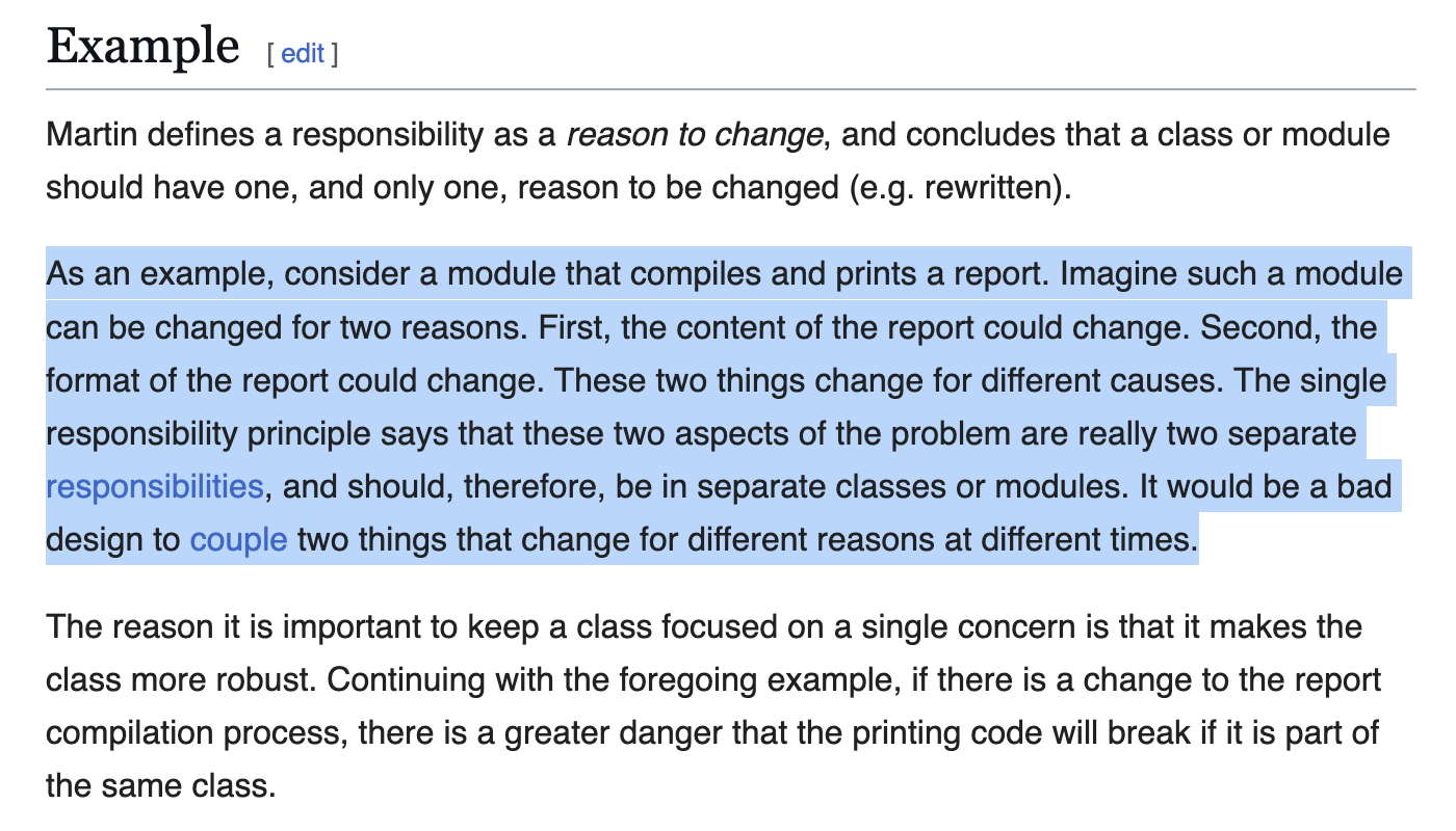 SRP example on Wikipedia