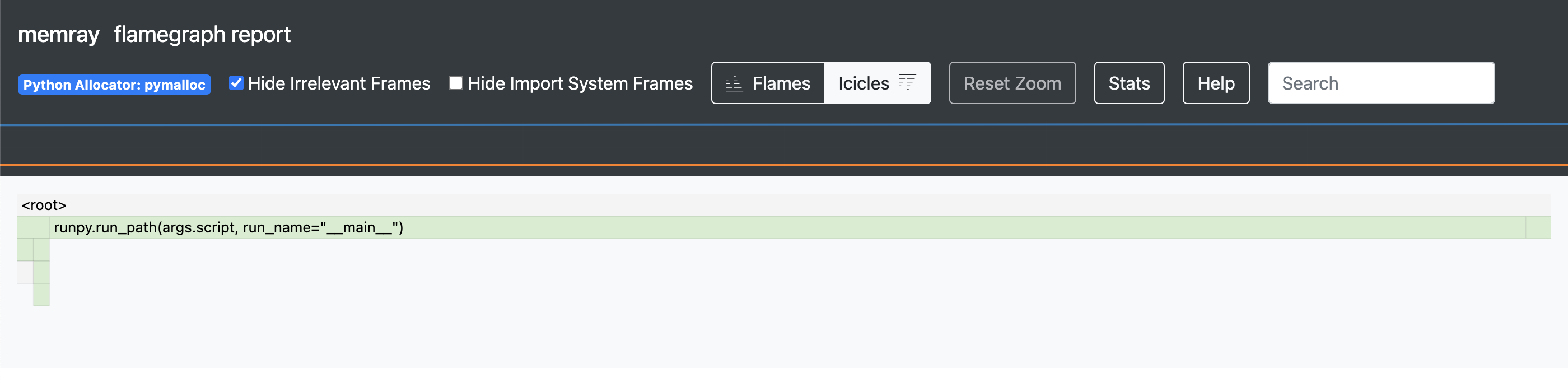 flame graph report of app.py