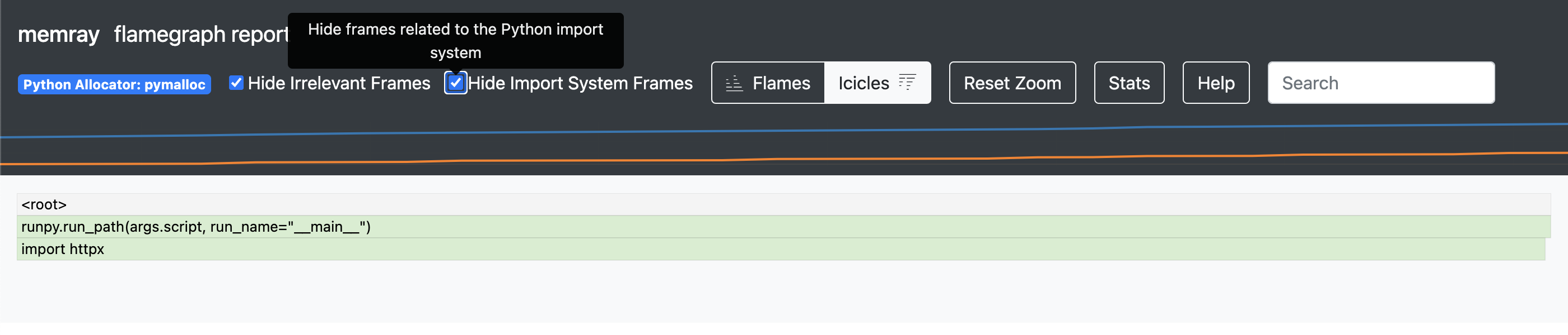 flame graph report of httpx